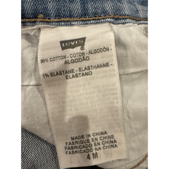 Levis 505 Jeans Womens 4 Blue Straight Leg Stretch Denim Distressed Light Wash - Picture 6 of 11